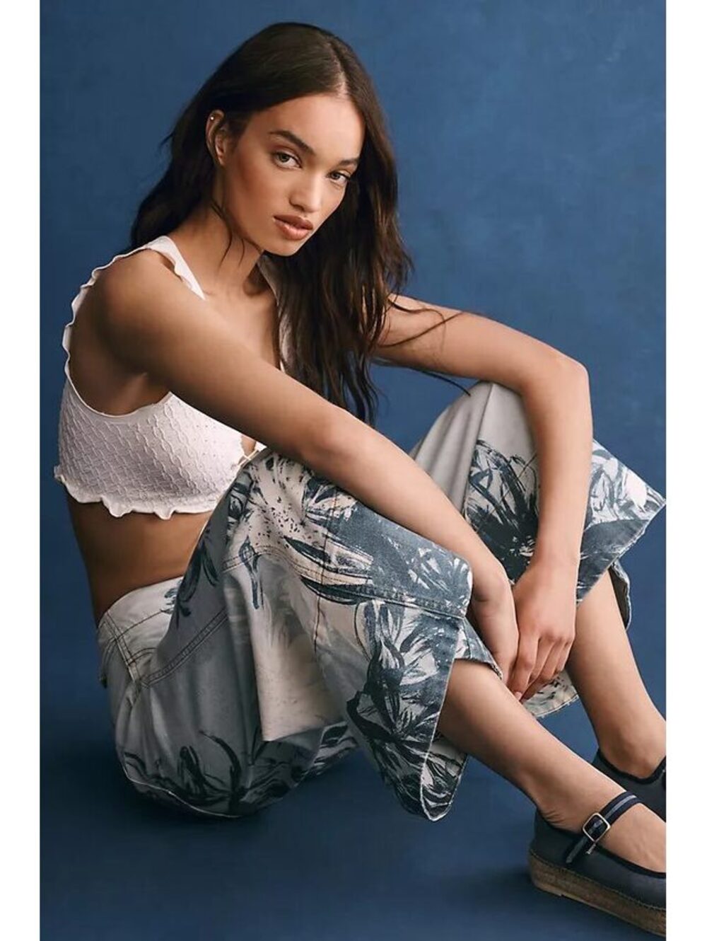 Anthropologie Pilcro Foxglove Crop Wide-Leg Floral Jeans 28 - Picture 2 of 7